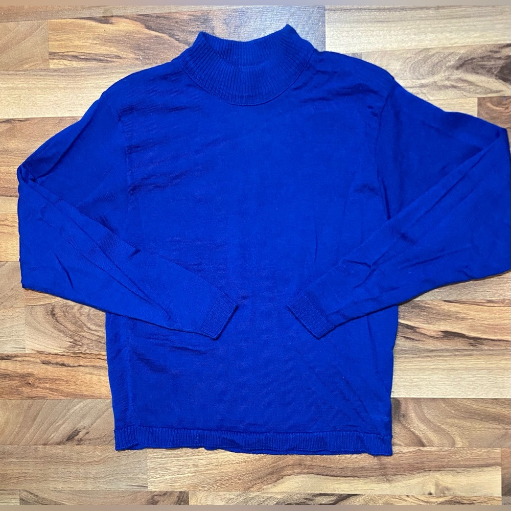 Women’s Pendleton Blue 100% Wool Turtleneck Sweater Size L Petite